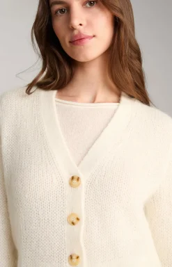 Alpaka-Mix-Cardigan in Creme