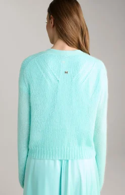Alpaka-Mix-Cardigan in Türkis