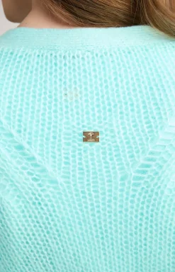 Alpaka-Mix-Cardigan in Türkis