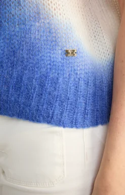 Alpaka-Mix-Pullover in Beige/Blau