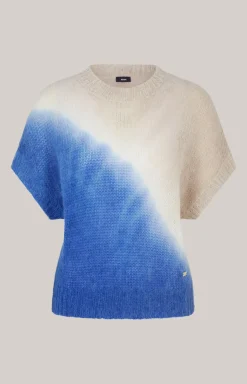 Alpaka-Mix-Pullover in Beige/Blau