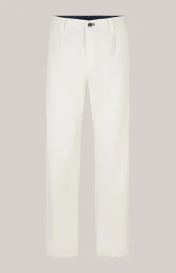 Baumwoll-Chino Len in Offwhite