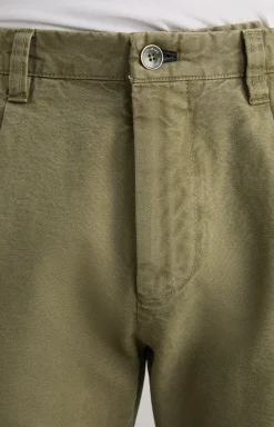 Baumwoll-Chino Len in Oliv