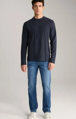 Baumwoll-Langarmshirt Carlito in Navy