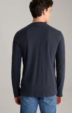 Baumwoll-Langarmshirt Carlito in Navy