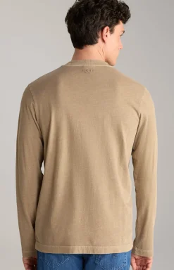 Baumwoll-Langarmshirt Carlito in Hellbraun