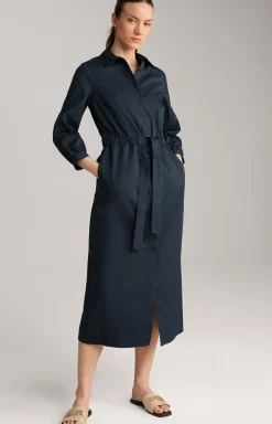 Baumwollmix-Kleid in Navy