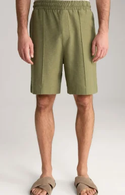 Baumwoll-Shorts Damiano in Oliv strukturiert