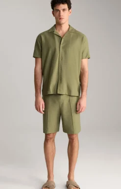 Baumwoll-Shorts Damiano in Oliv strukturiert