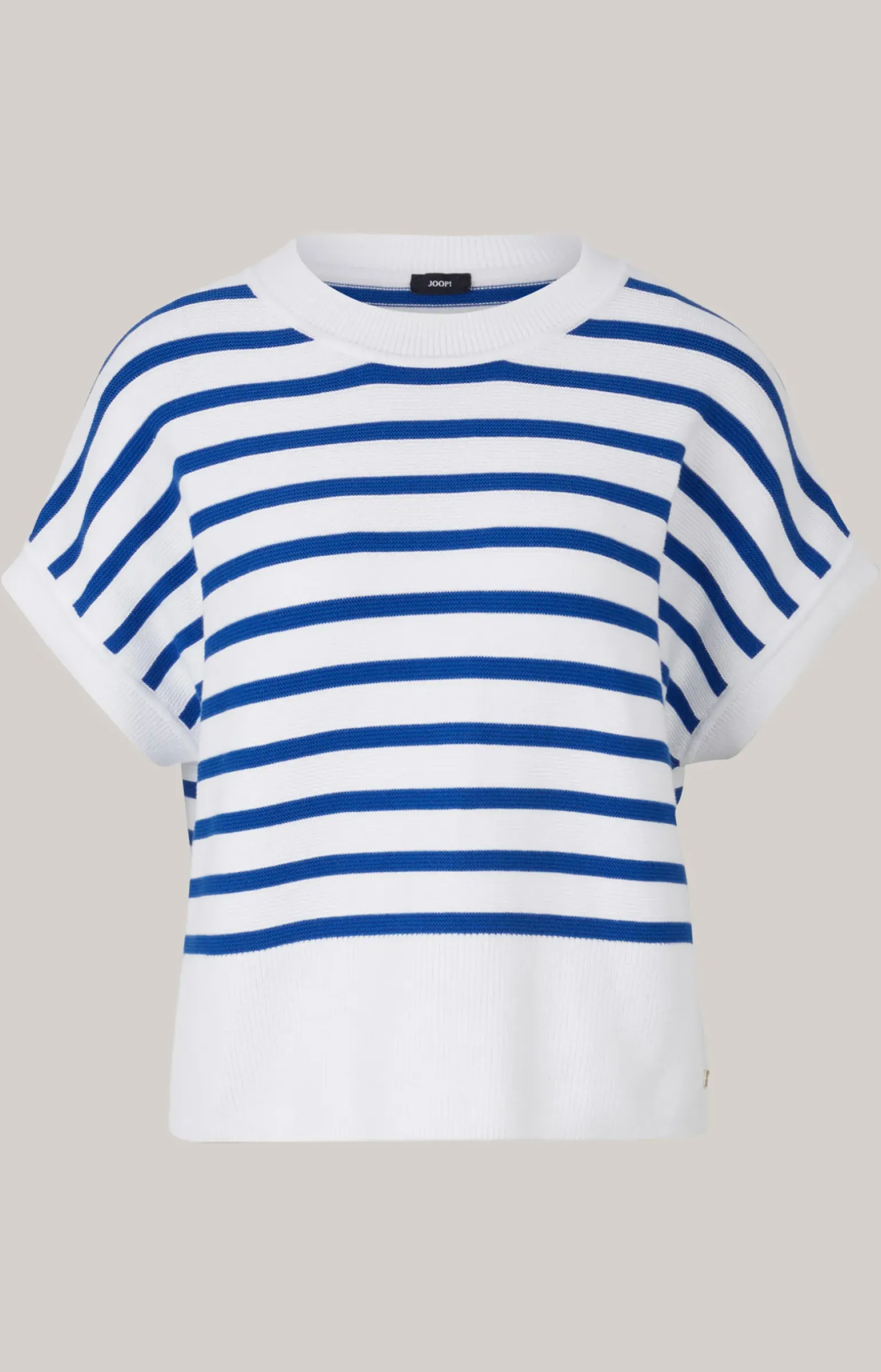 Baumwoll-Strickpullover in Blau/Weiß gestreift