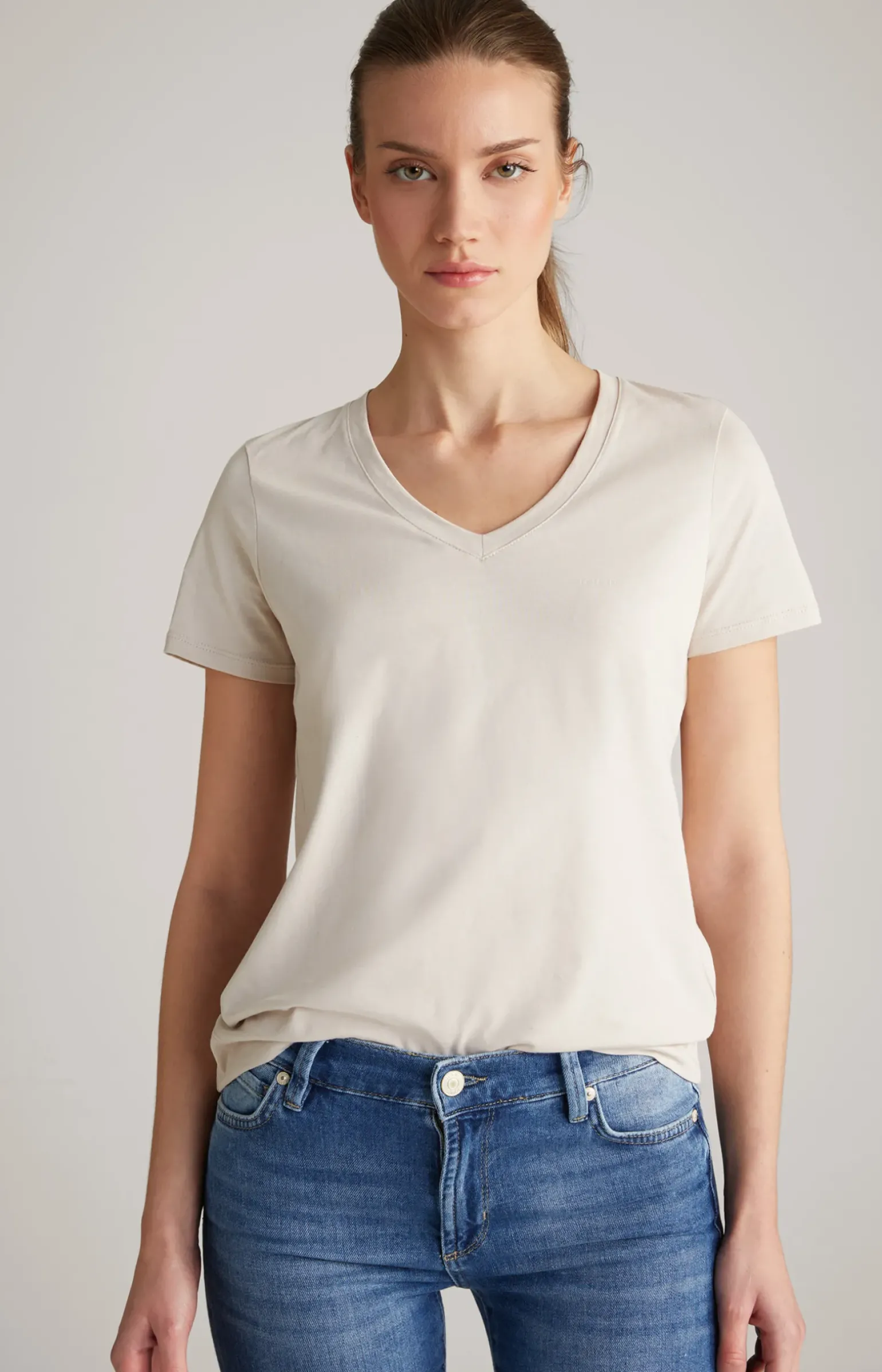 Baumwoll-T-Shirt in Beige