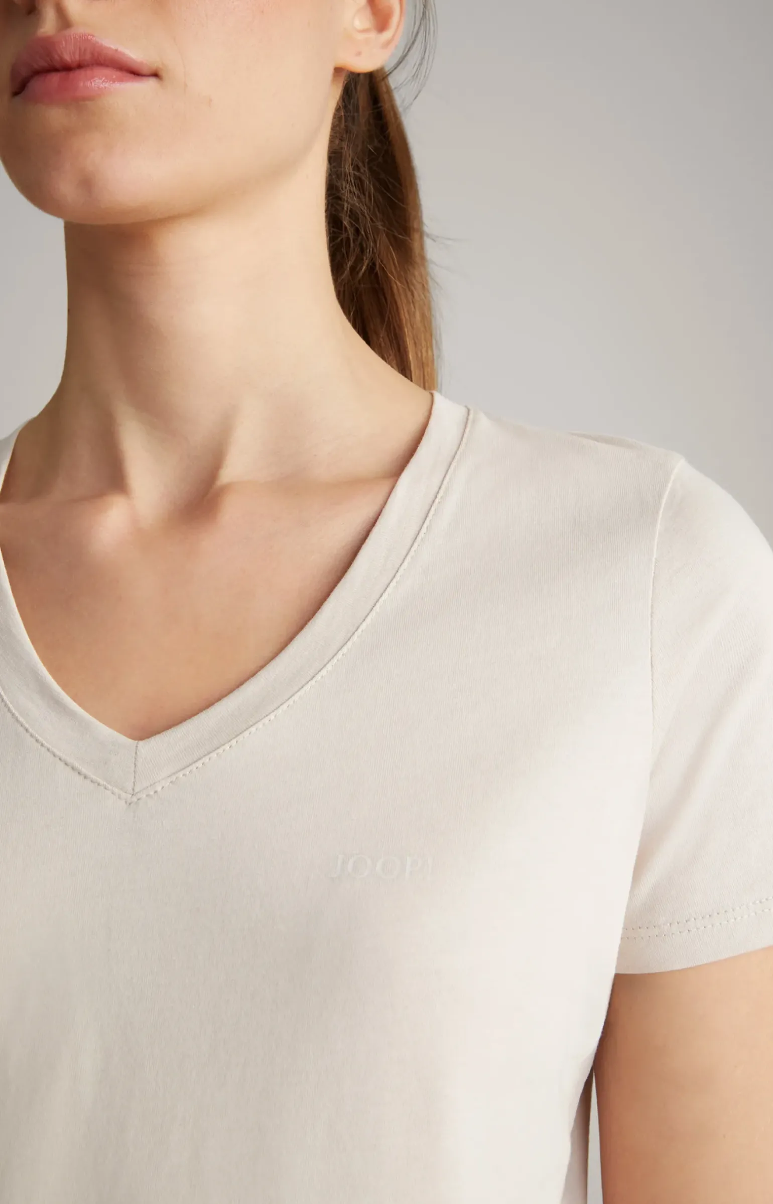 Baumwoll-T-Shirt in Beige