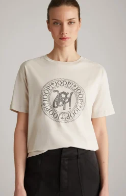 Baumwoll-T-Shirt in Beige