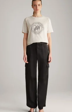 Baumwoll-T-Shirt in Beige