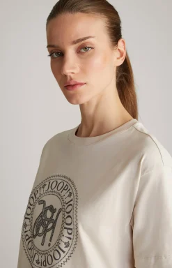 Baumwoll-T-Shirt in Beige