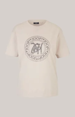 Baumwoll-T-Shirt in Beige