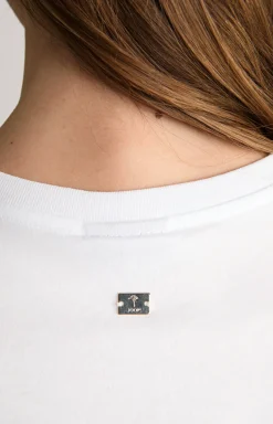 Baumwoll-T-Shirt in Weiß/Altrosa