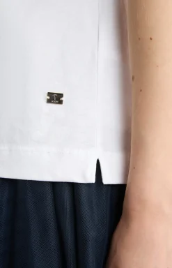 Baumwoll-T-Shirt in Weiß/Blau