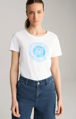 Baumwoll-T-Shirt in Weiß/Blau