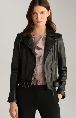 Biker-Lederjacke in Schwarz