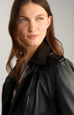 Biker-Lederjacke in Schwarz