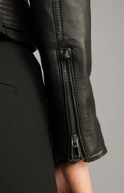 Biker-Lederjacke in Schwarz