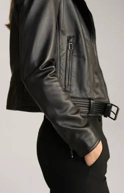 Biker-Lederjacke in Schwarz
