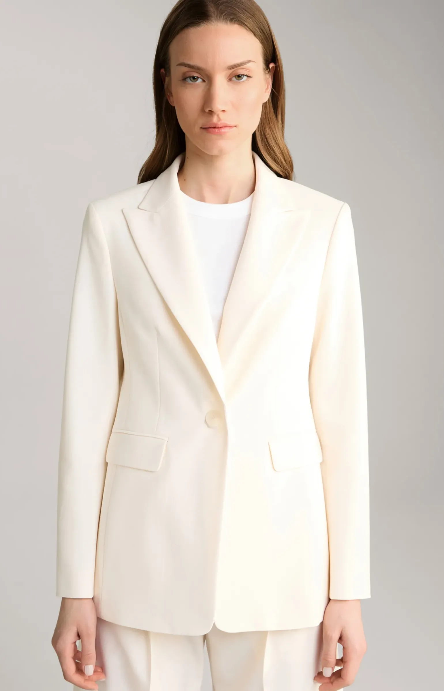 Blazer mit feinen Nadelstreifen in Offwhite