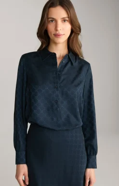 Bluse in Navy gemustert