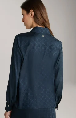 Bluse in Navy gemustert