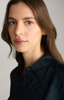 Bluse in Navy gemustert