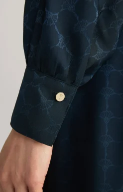 Bluse in Navy gemustert