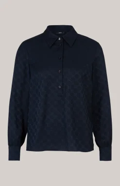 Bluse in Navy gemustert