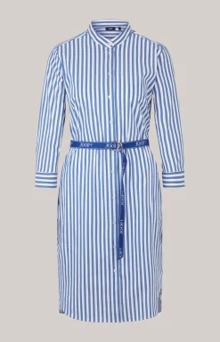 Blusen-Kleid in Blau/Weiß gestreift