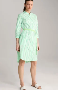 Blusen-Kleid in Grün/Weiß gestreift