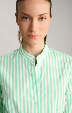 Blusen-Kleid in Grün/Weiß gestreift