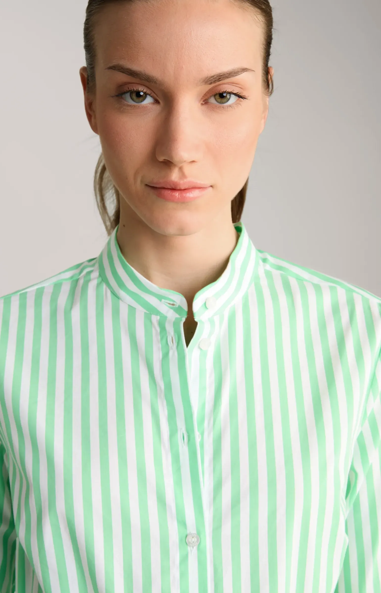 Blusen-Kleid in Grün/Weiß gestreift