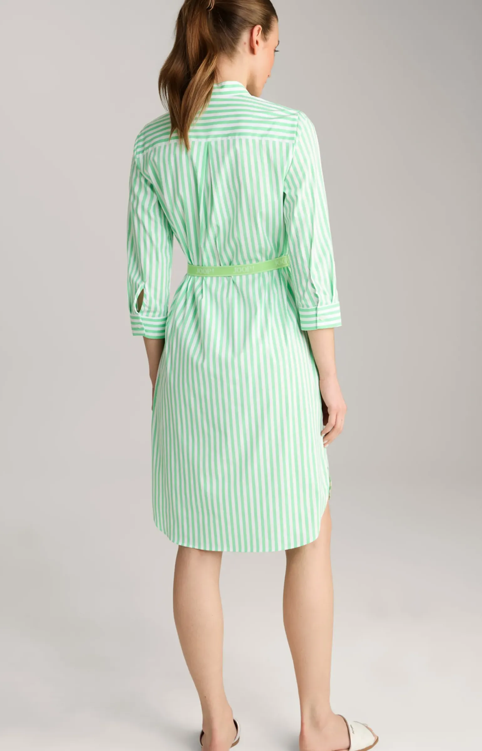 Blusen-Kleid in Grün/Weiß gestreift