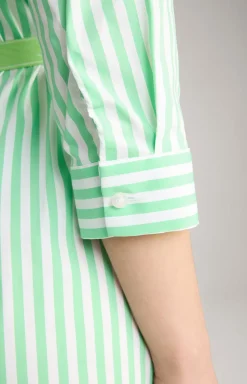 Blusen-Kleid in Grün/Weiß gestreift