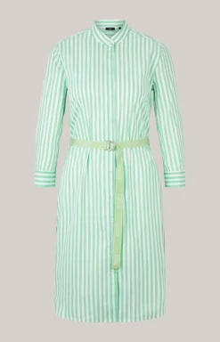 Blusen-Kleid in Grün/Weiß gestreift