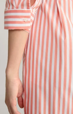 Blusen-Kleid in Orange/Weiß gestreift