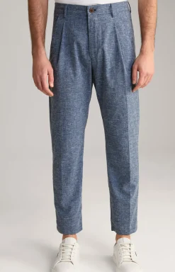 Bundfaltenhose Lead in Blau meliert