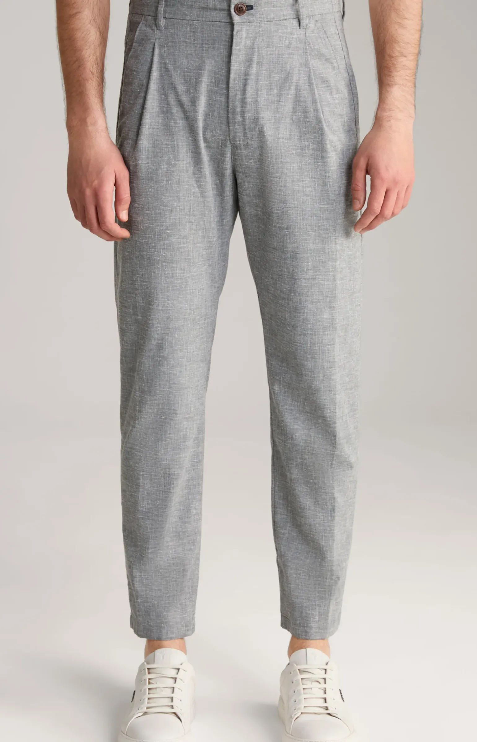 Bundfaltenhose Lead in Hellgrau meliert