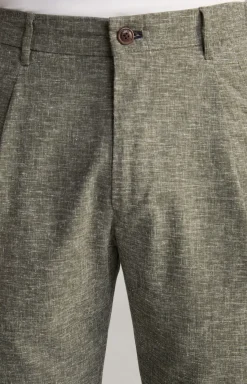 Bundfaltenhose Lead in Oliv meliert