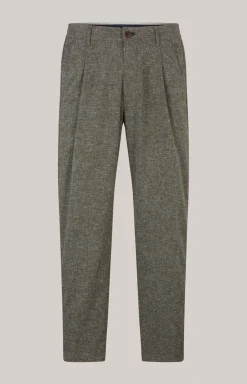 Bundfaltenhose Lead in Oliv meliert