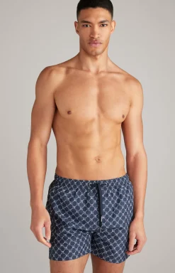 Cornflower Badeshorts Mykonos in Navy gemustert