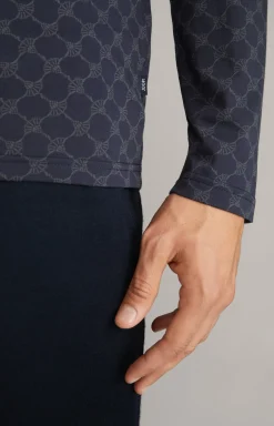 Cornflower Loungewear Longsleeve in Navy gemustert