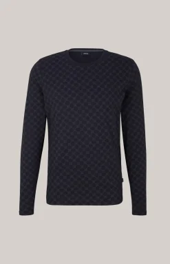Cornflower Loungewear Longsleeve in Navy gemustert