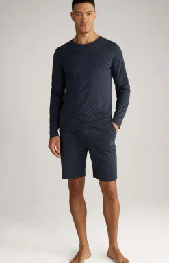 Cornflower Loungewear Longsleeve in Navy gemustert