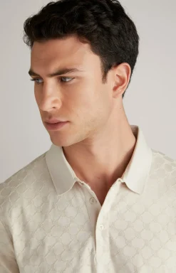 Cornflower Poloshirt Pancrazio in Offwhite